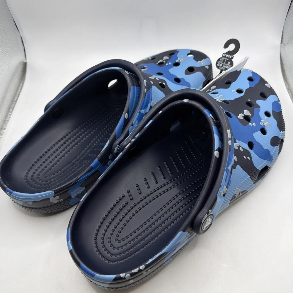 Crocs Navy Blue Camo Camouflage clogs sandals shoes Men's Size 11. New